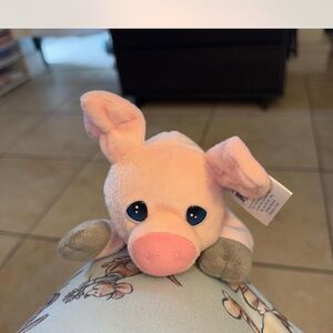 Precious Moments Plush Pig with Pink and Gray Accents